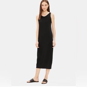 EILEEN FISHER Made In USA System Viscose Jersey Tank Dress S Black Minimalist